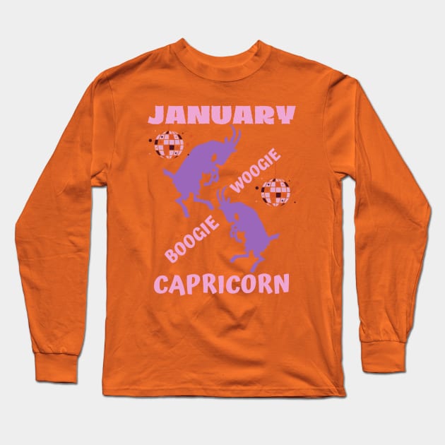 January Capricorn Boogie Woogie Long Sleeve T-Shirt by PekeBlinders 